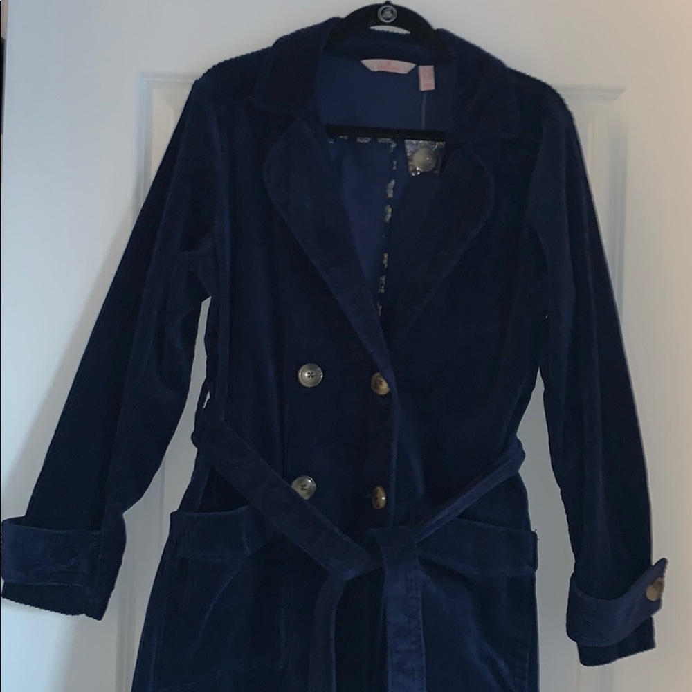 Navy blue corduroy long coat